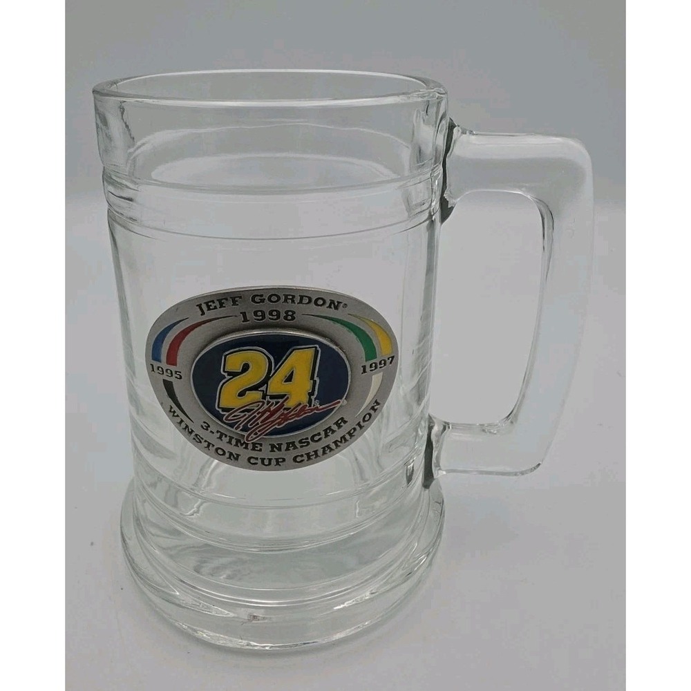 Nascar Jeff Gordon / Winston Cup Champion Glass Beer Stein Mug 1995 1997 1998